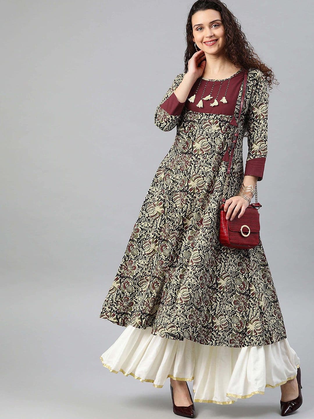 IKRASS Women Kalamkari Printed Anarkali Kurta - view 1
