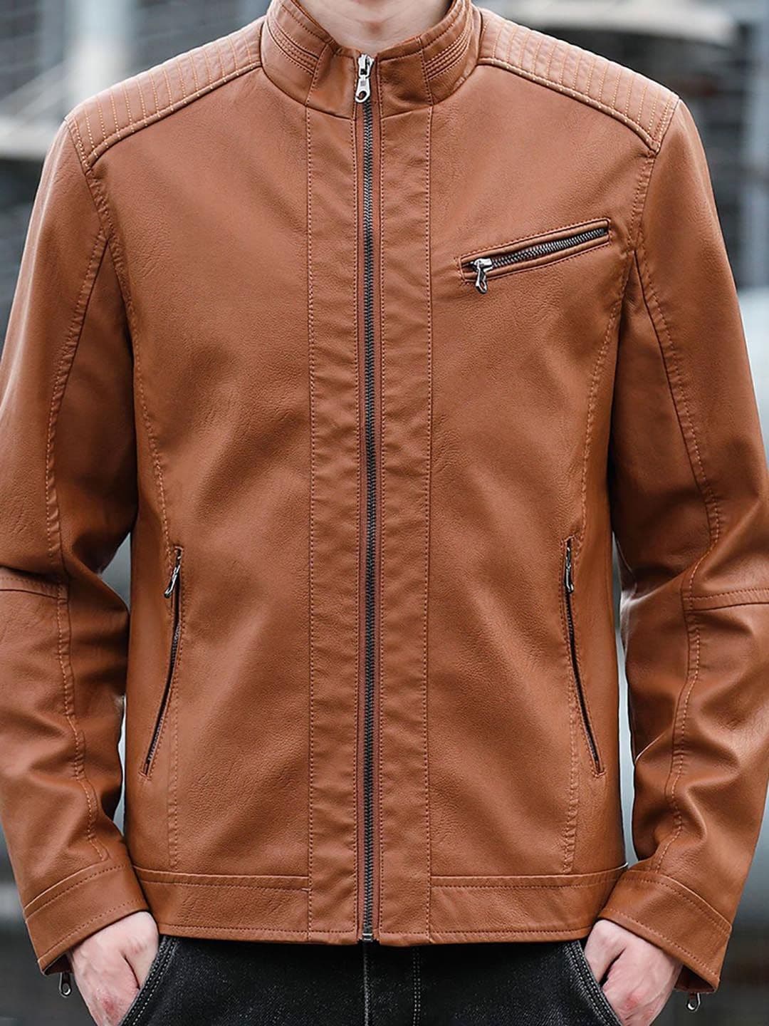 StyleCast x Revolte Men Mock Collar Solid Casual Leather Jacket - view 1