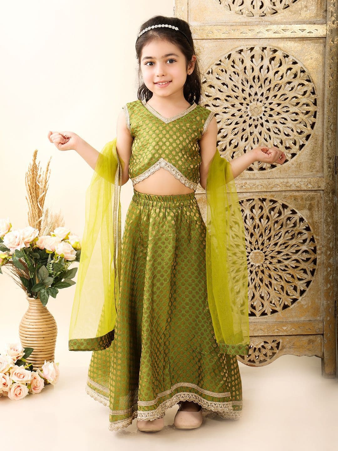Superminis Girls Embellished Ready To Wear Lehenga With Blouse & Dupatta - view 1