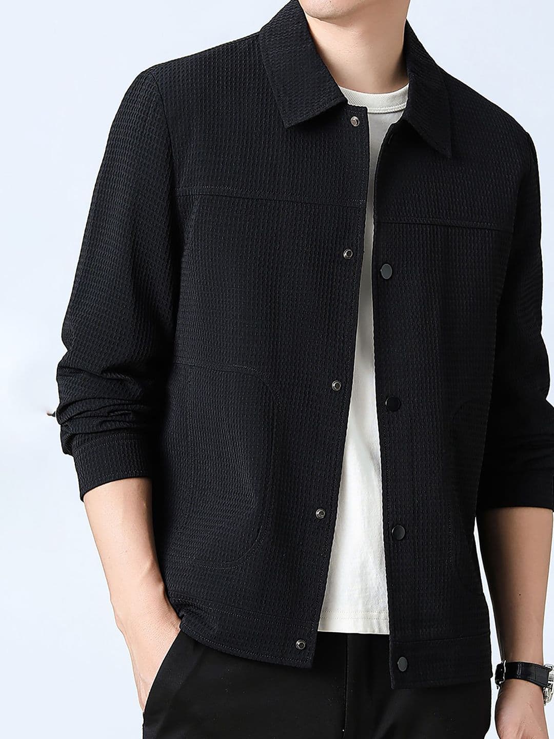StyleCast x Revolte Men Black Casual Solid Windcheater Jacket - view 1