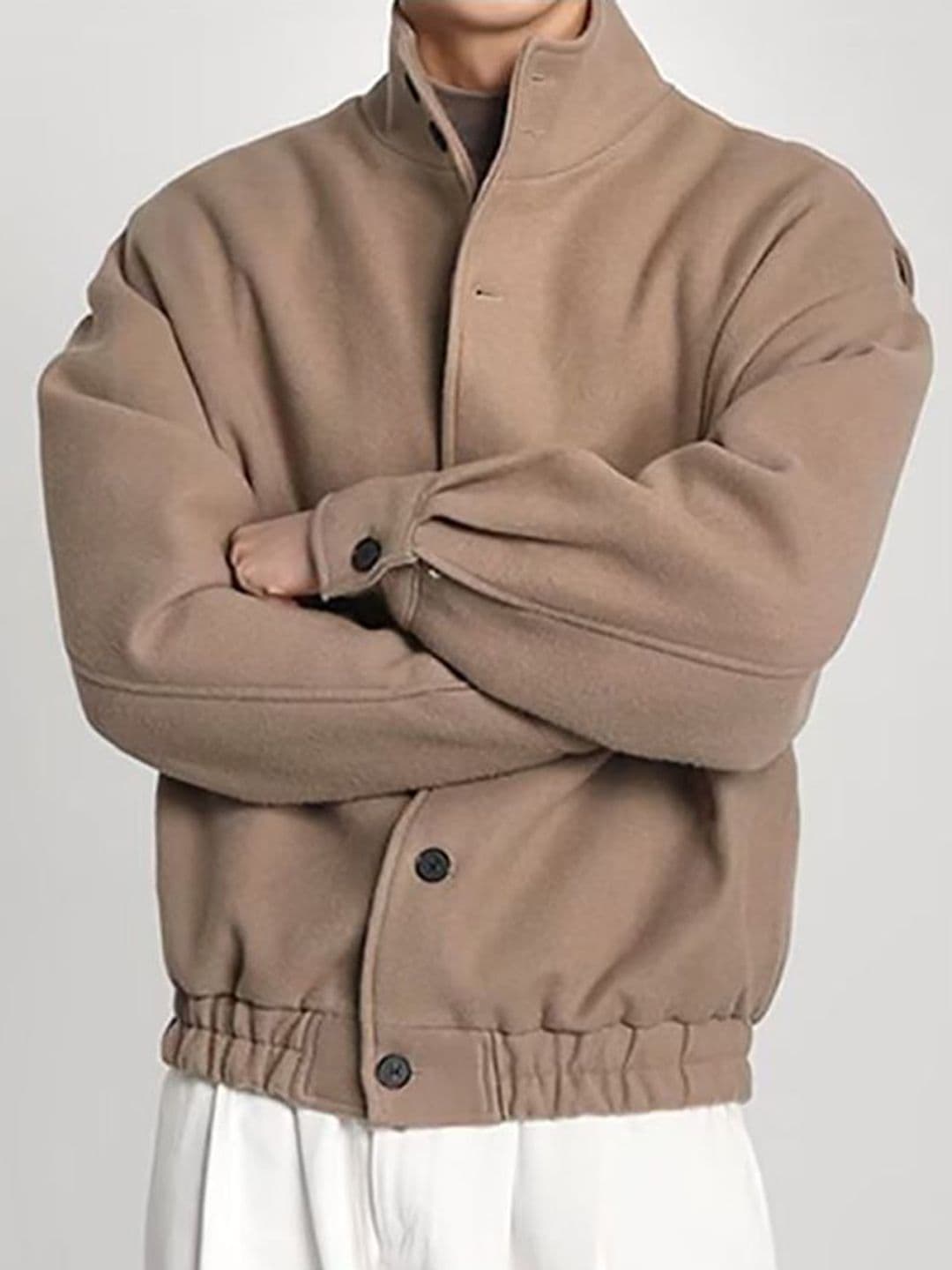 StyleCast x Revolte Men Stand Collar Solid Casual Bomber Jacket - view 1