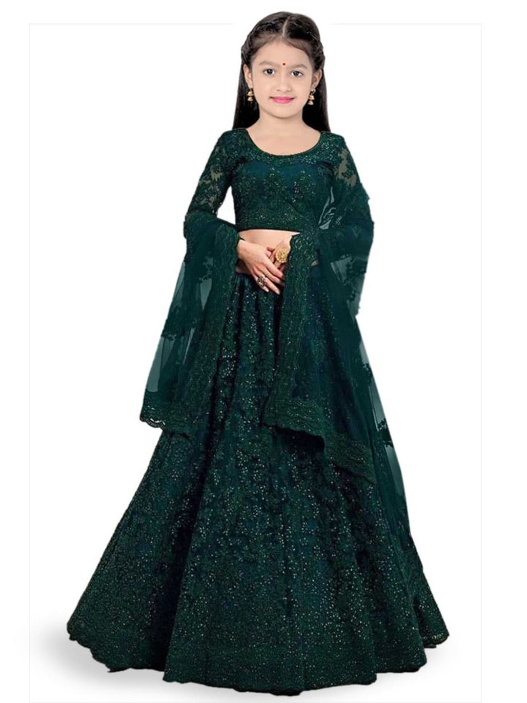 BAESD Girls Embroidered Semi-Stitched Lehenga & Unstitched Blouse With Dupatta - view 1