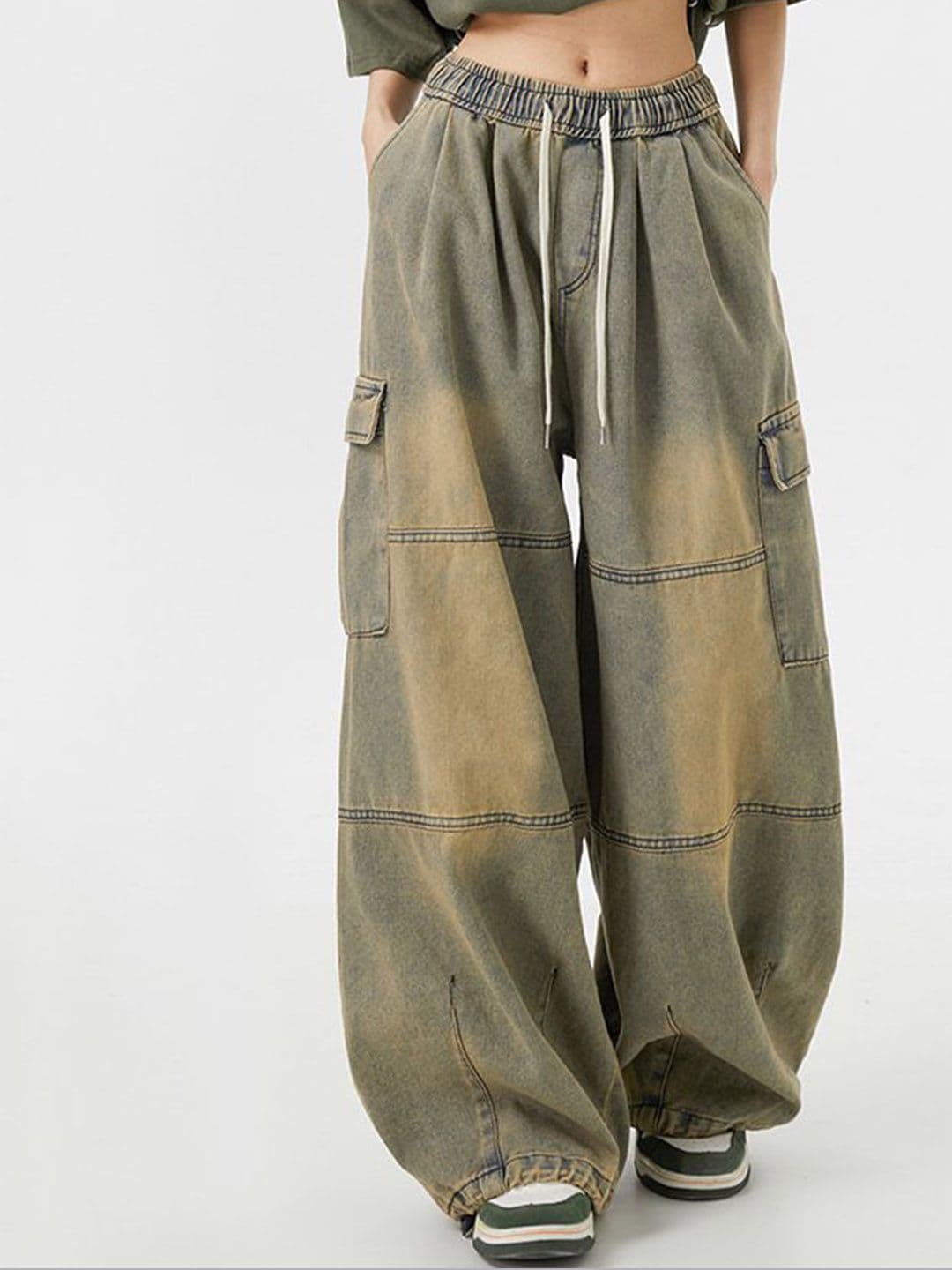 StyleCast Women Wide Leg Heavy Fade Cotton Jeans - view 1