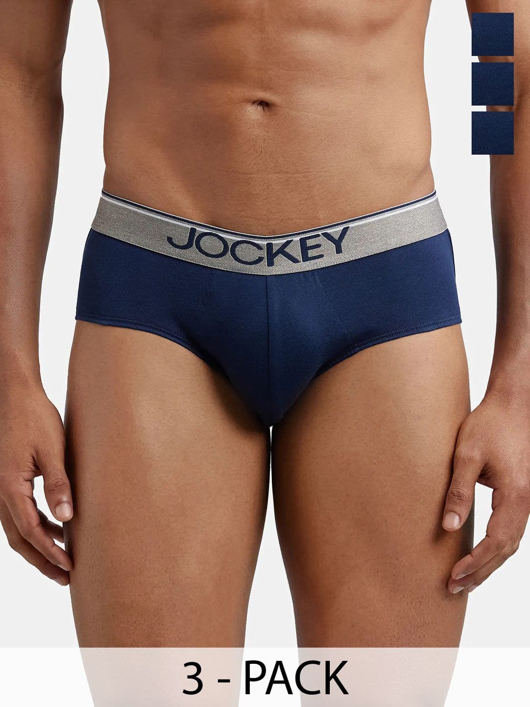 Jockey Pack of 3 Super Combed Cotton Solid Brief with Ultrasoft Waistband-8037 - view 1