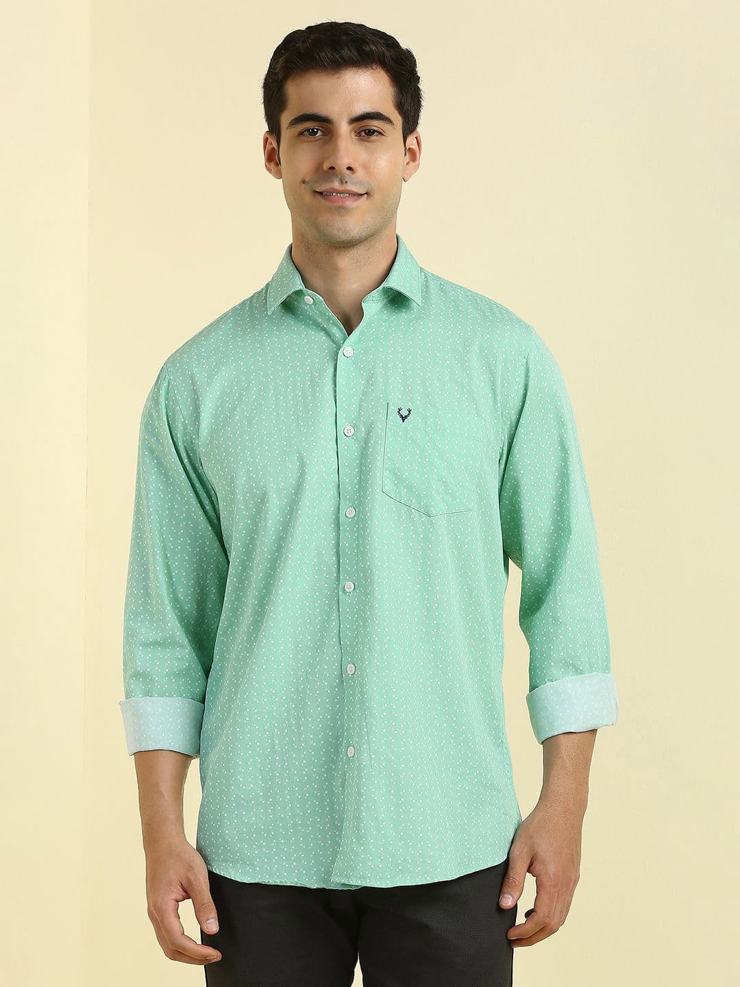 Allen Solly Men Slim Fit Micro Ditsy Printed Spread Collar Cotton Casual Shirt - view 1