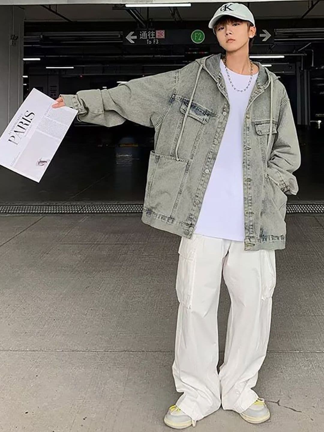 StyleCast x Revolte Men Hooded Washed Self Design Casual Denim Jacket - view 1
