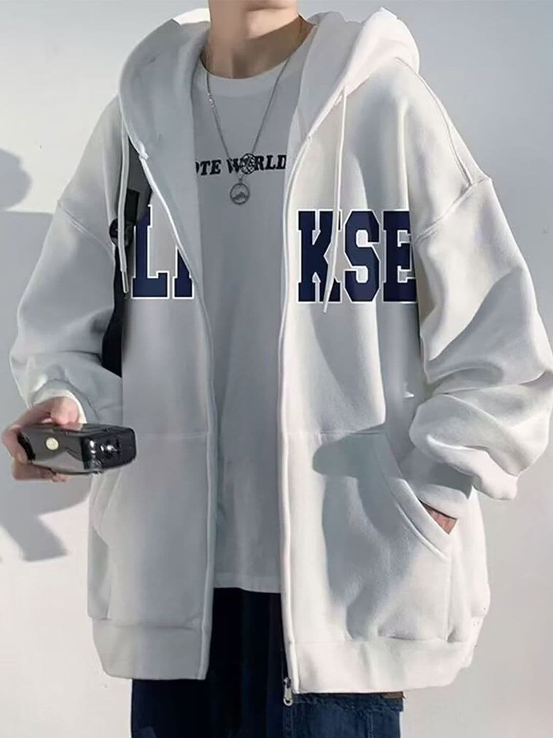StyleCast x Revolte Men Typography Printed Hooded Sweatshirt - view 1