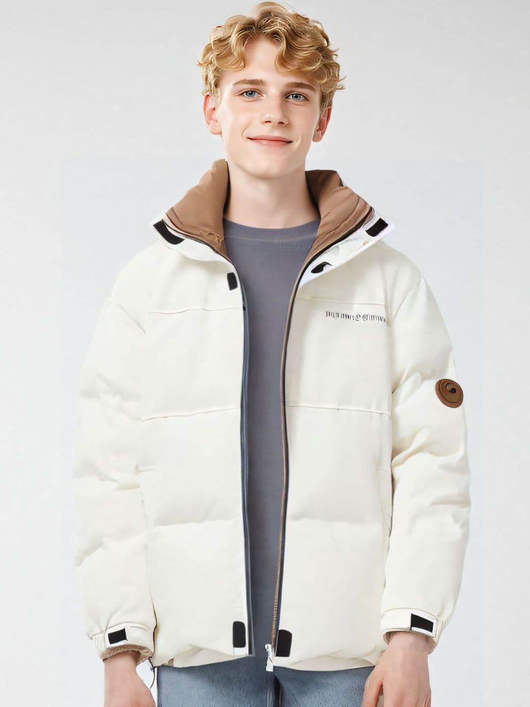 StyleCast x Revolte Men Mock Collar Solid Casual Padded Jacket - view 1