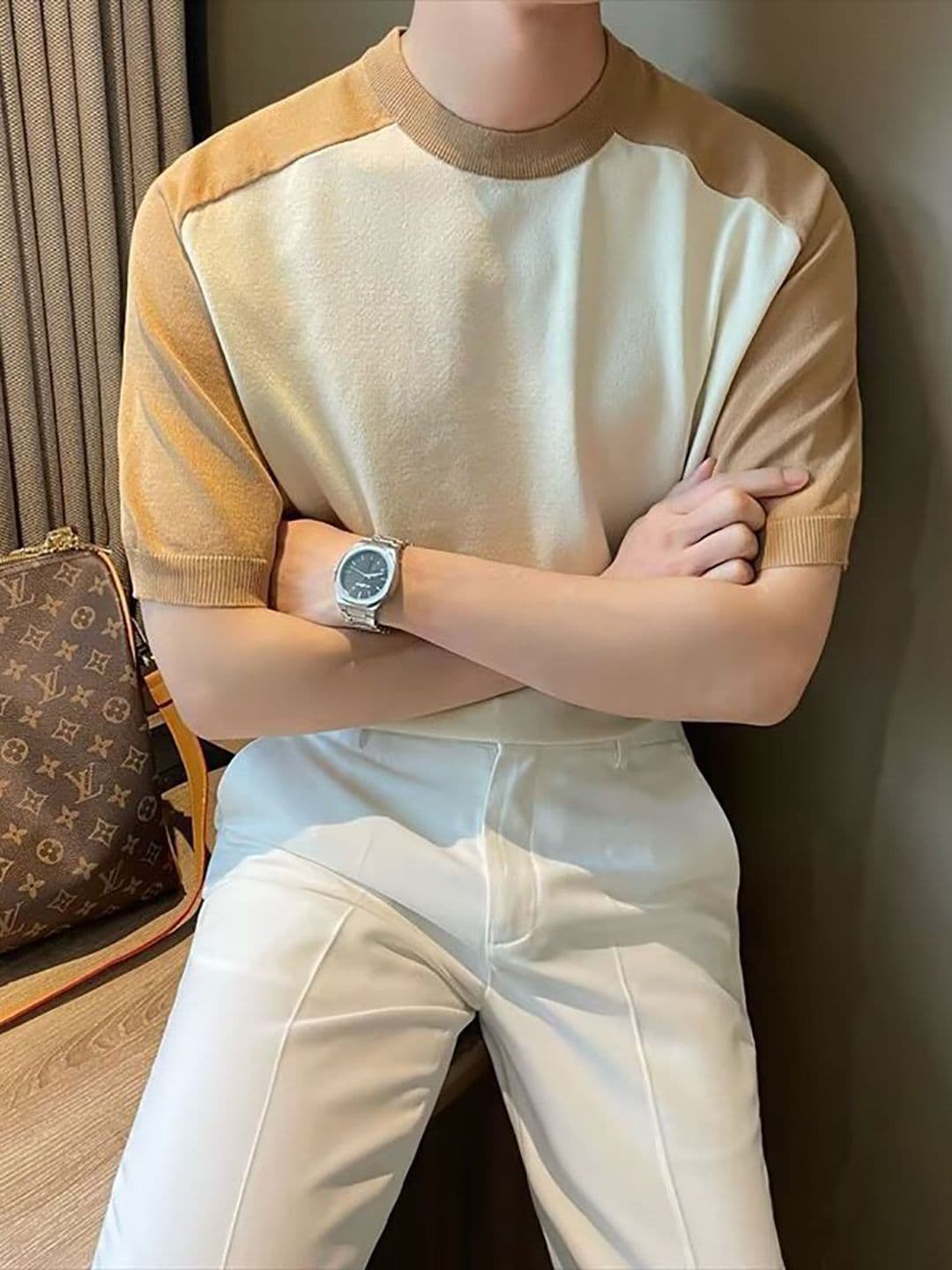 StyleCast x Revolte Men Colourblocked Round Neck T-shirt - view 1