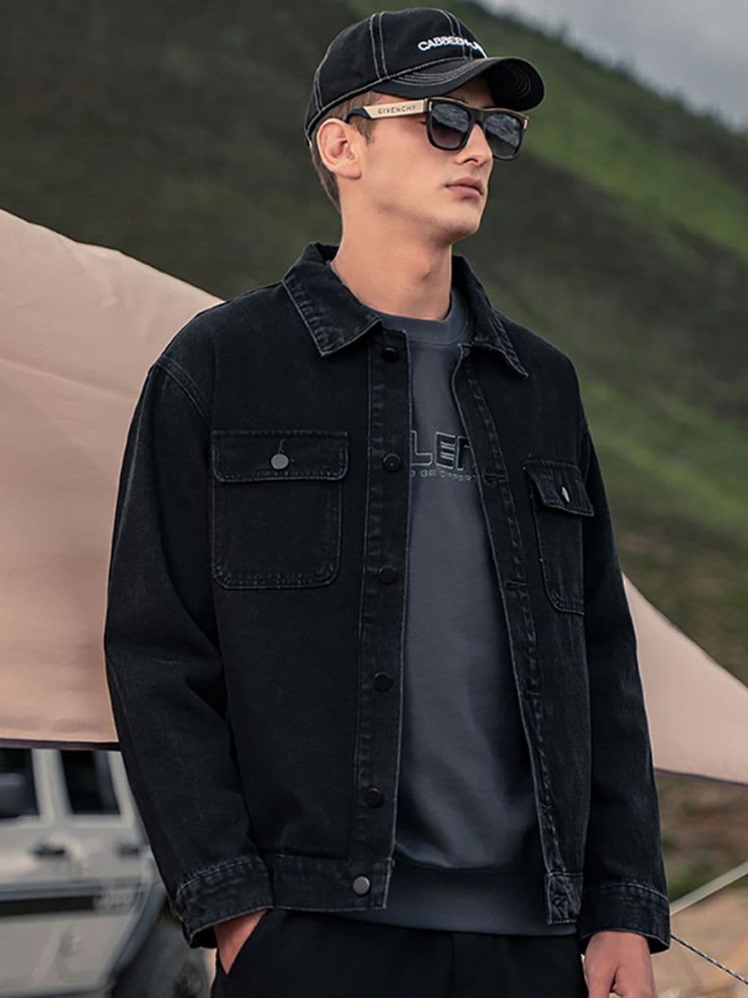 StyleCast x Revolte Men Lightweight Open Front Denim Jacket - view 1
