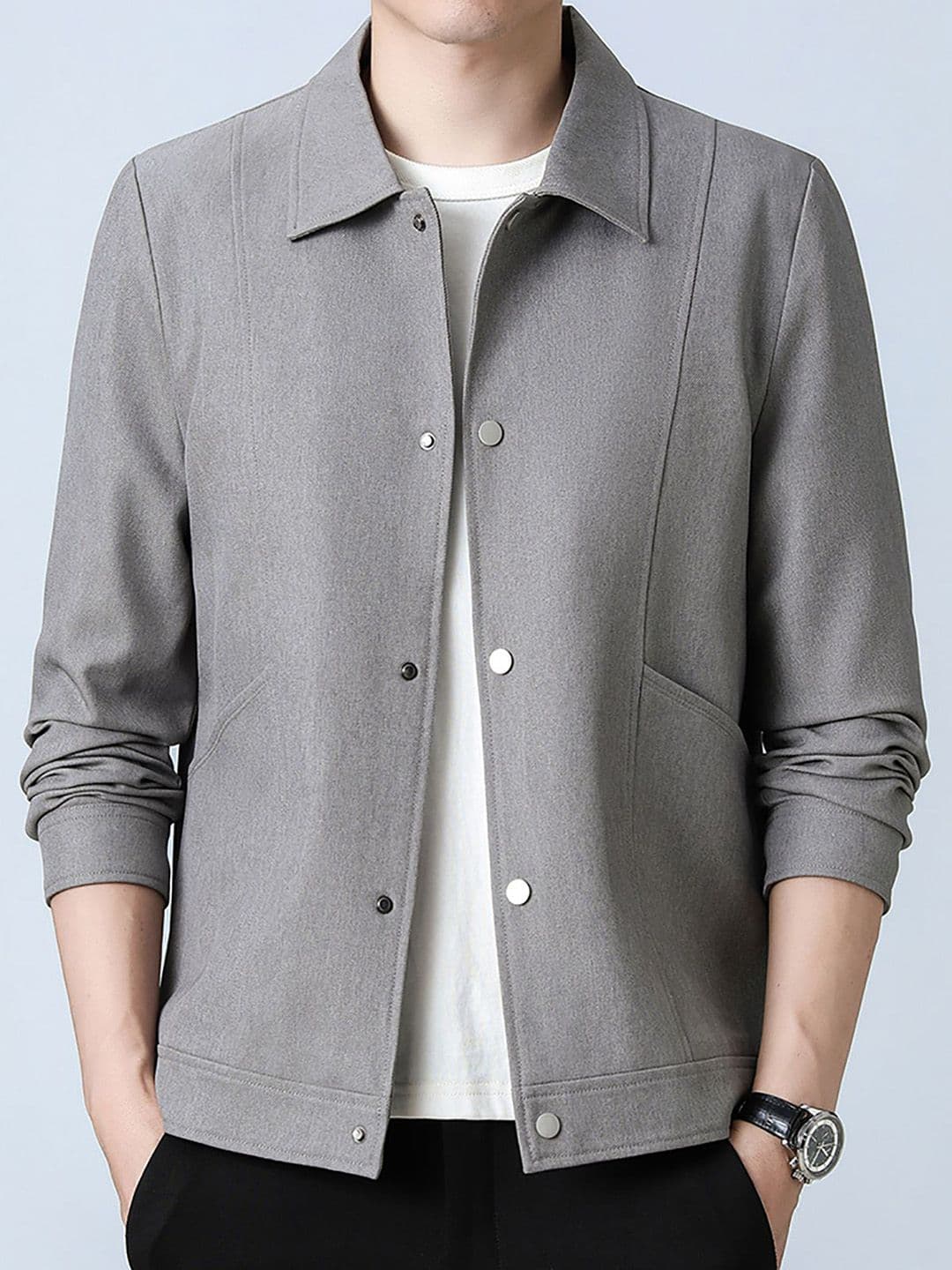 StyleCast x Revolte Men Spread Collar Solid Casual Windcheater Jacket - view 1