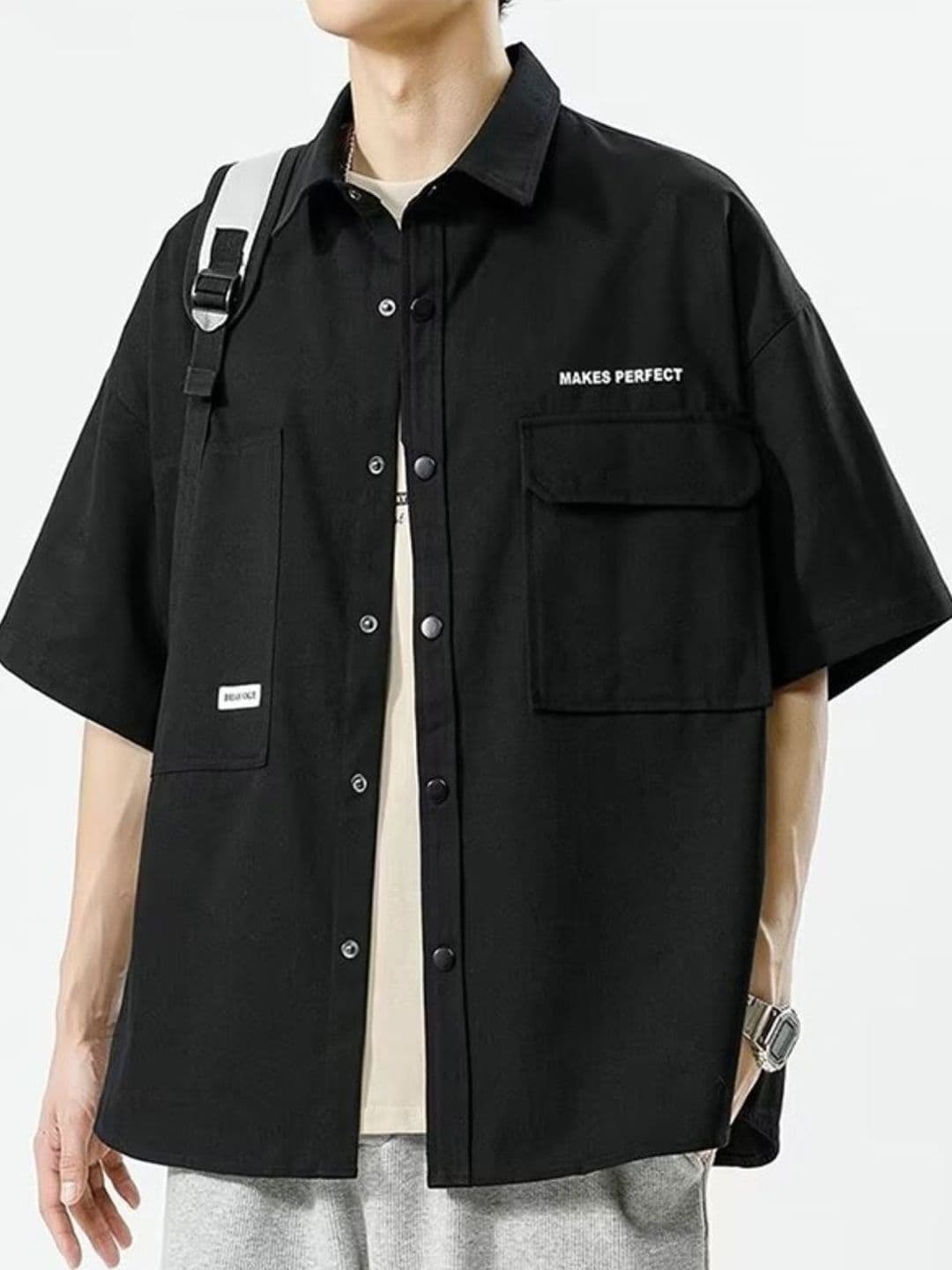 StyleCast Men Standard Oversized Fit Spread Collar Solid Casual Shirt - view 1