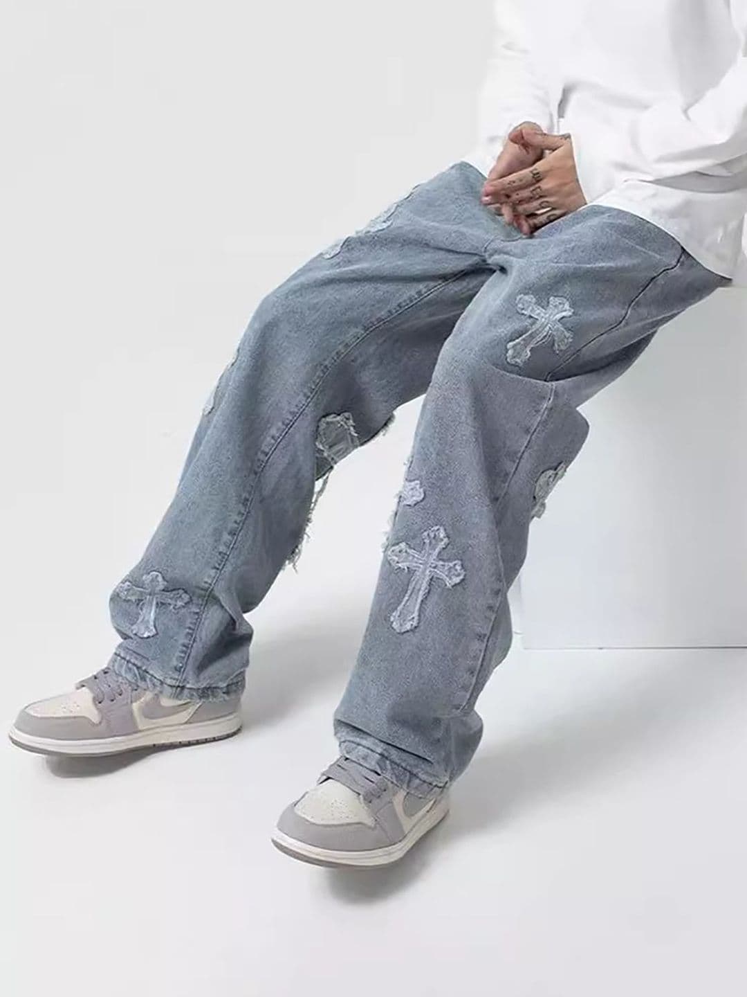 StyleCast x Revolte Men Baggy Fit Light Faded Jeans - view 1