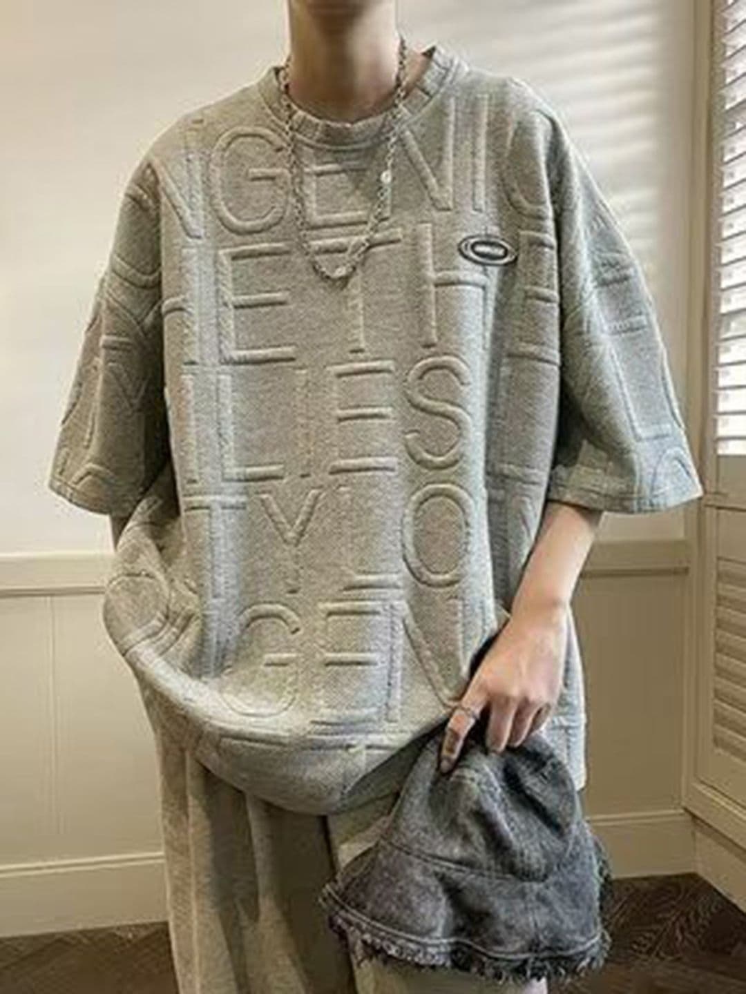 StyleCast x Revolte Men Typography Printed Round Neck Oversized T-shirt - view 1