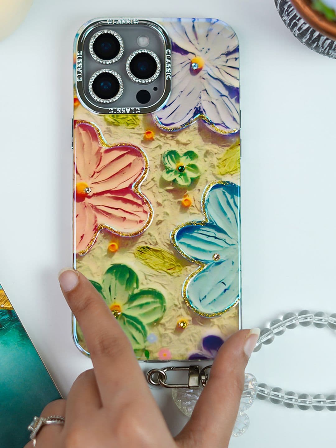 PEEPERLY Floral Printed iPhone 14 Pro Back Case Mobile Accessories