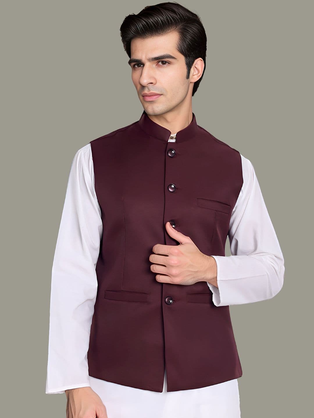 Moda Rapido Mandarin Collar Nehru Jacket - view 1
