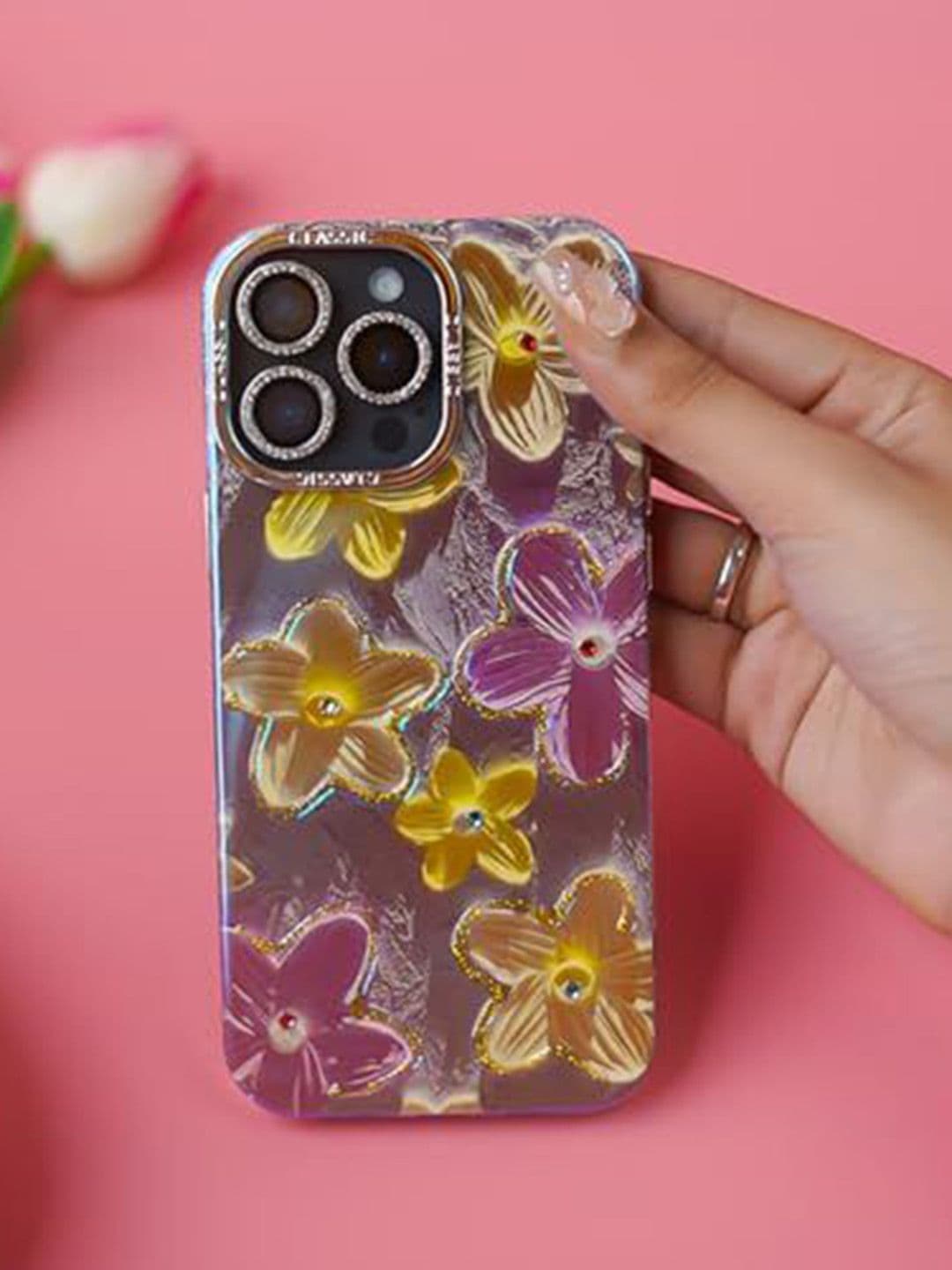 PEEPERLY Floral Printed iPhone 16 Pro Max Back Case Mobile Accessories