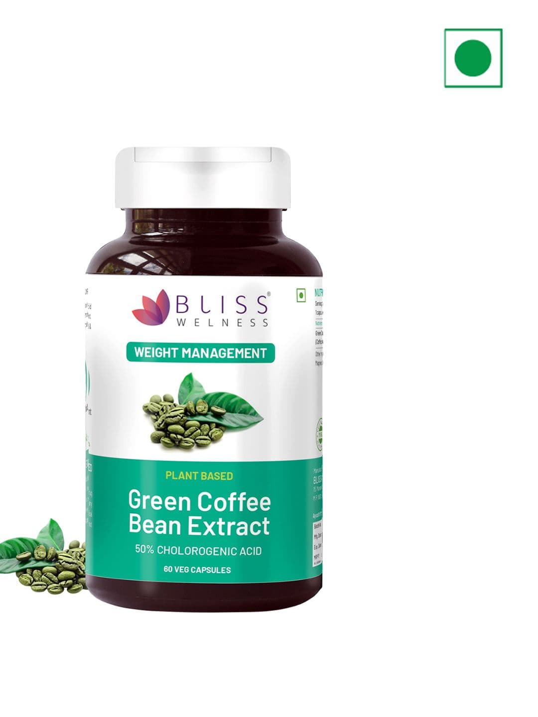 Bliss Welness Green Coffee Bean Extract Antioxidant Support Capsules - 60 Capsules - view 1