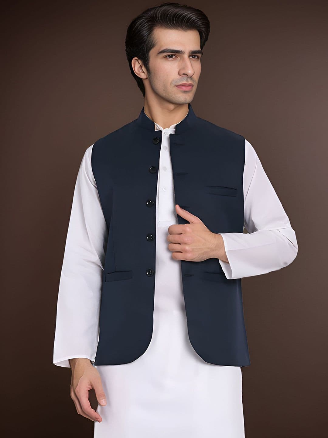 Moda Rapido Mandarin Collar Nehru Jacket - view 1