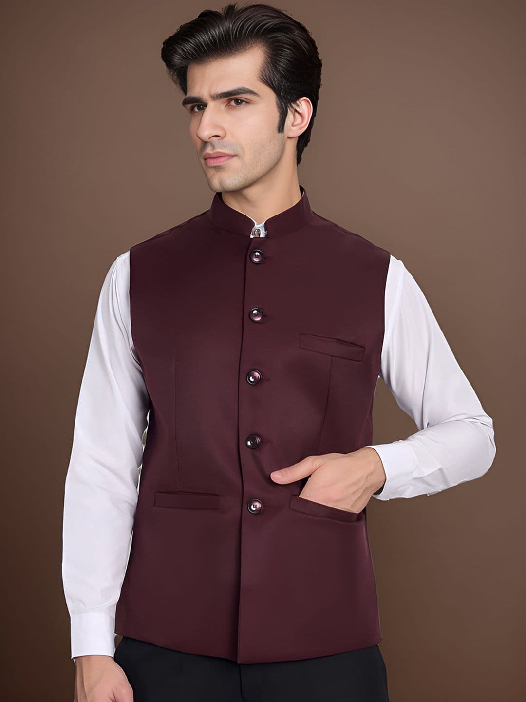 Moda Rapido Mandarin Collar Nehru Jacket - view 1