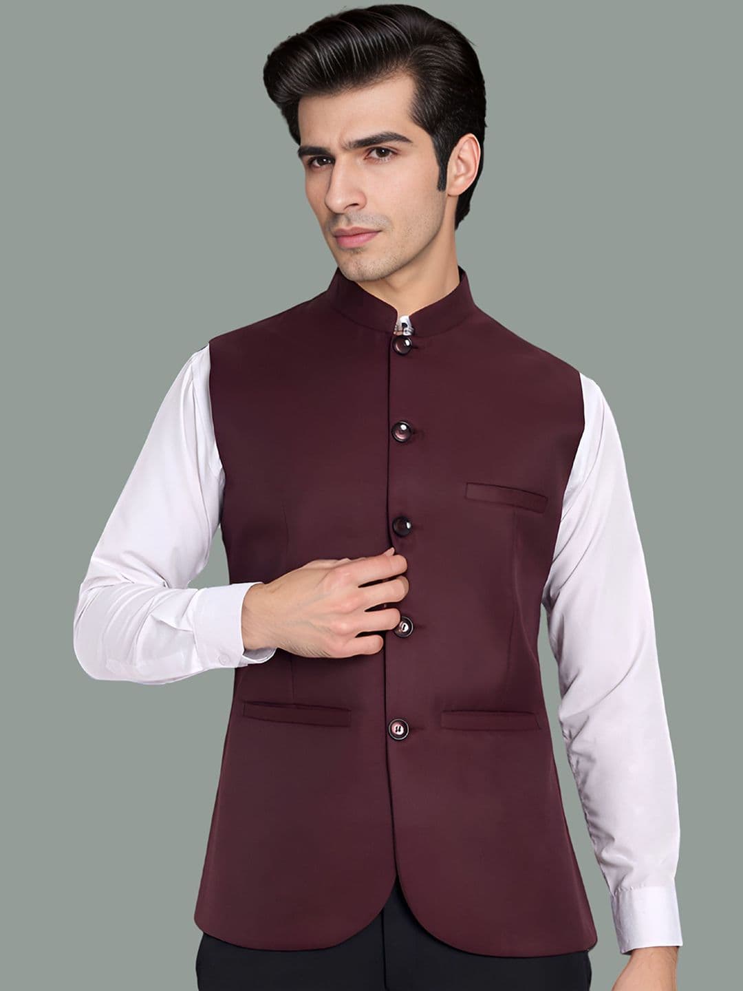 Moda Rapido Mandarin Collar Nehru Jacket - view 1