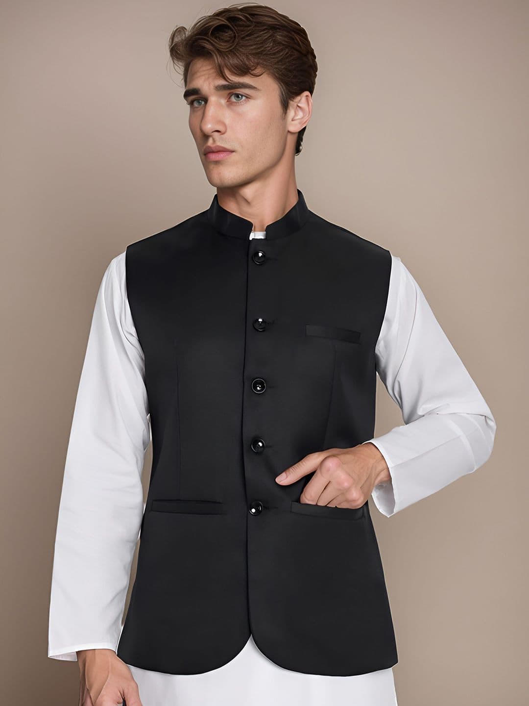 Moda Rapido Satin Nehru Jacket - view 1