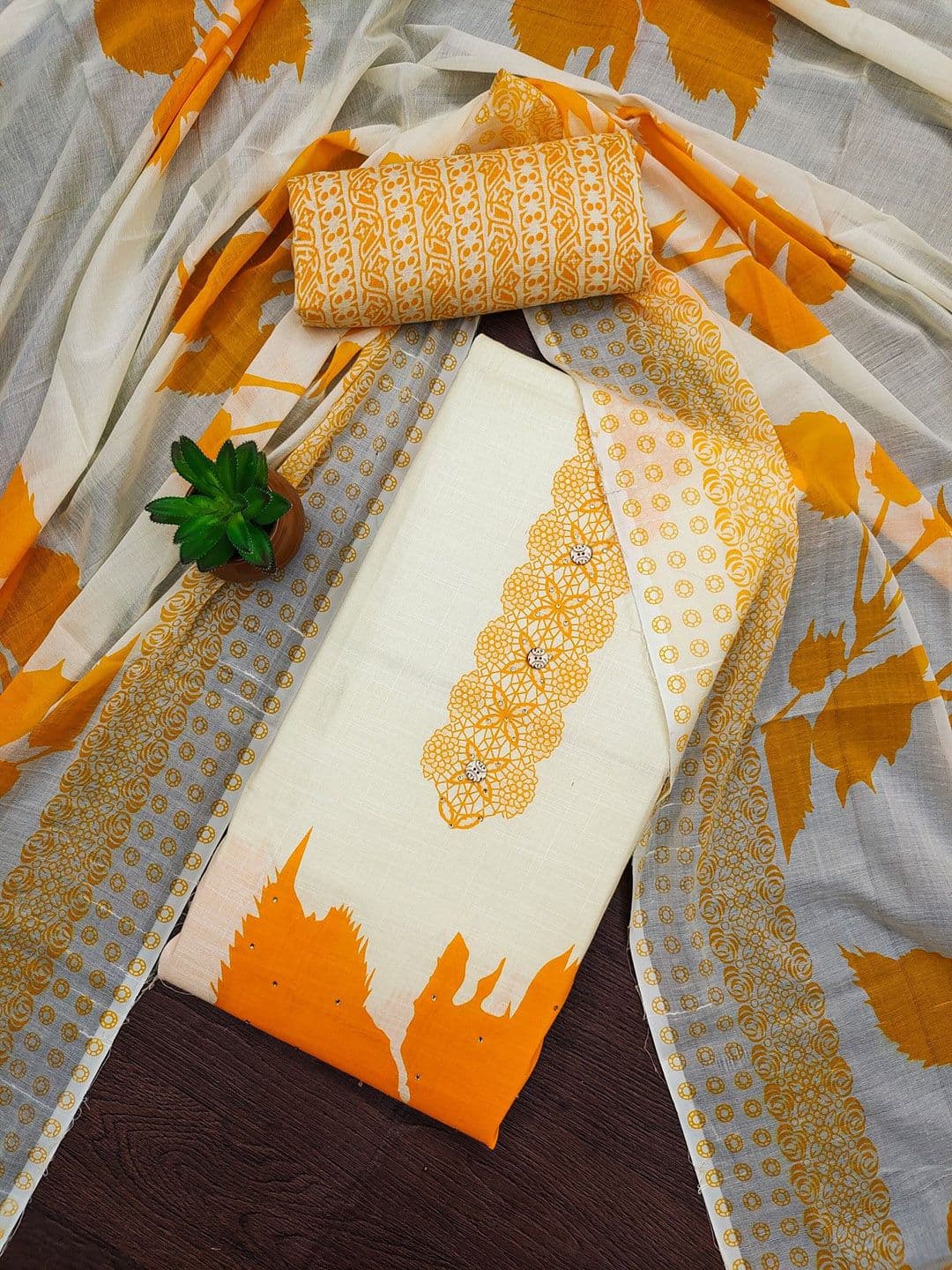 KALINI Floral Printed Unstitched Dress Material - view 1