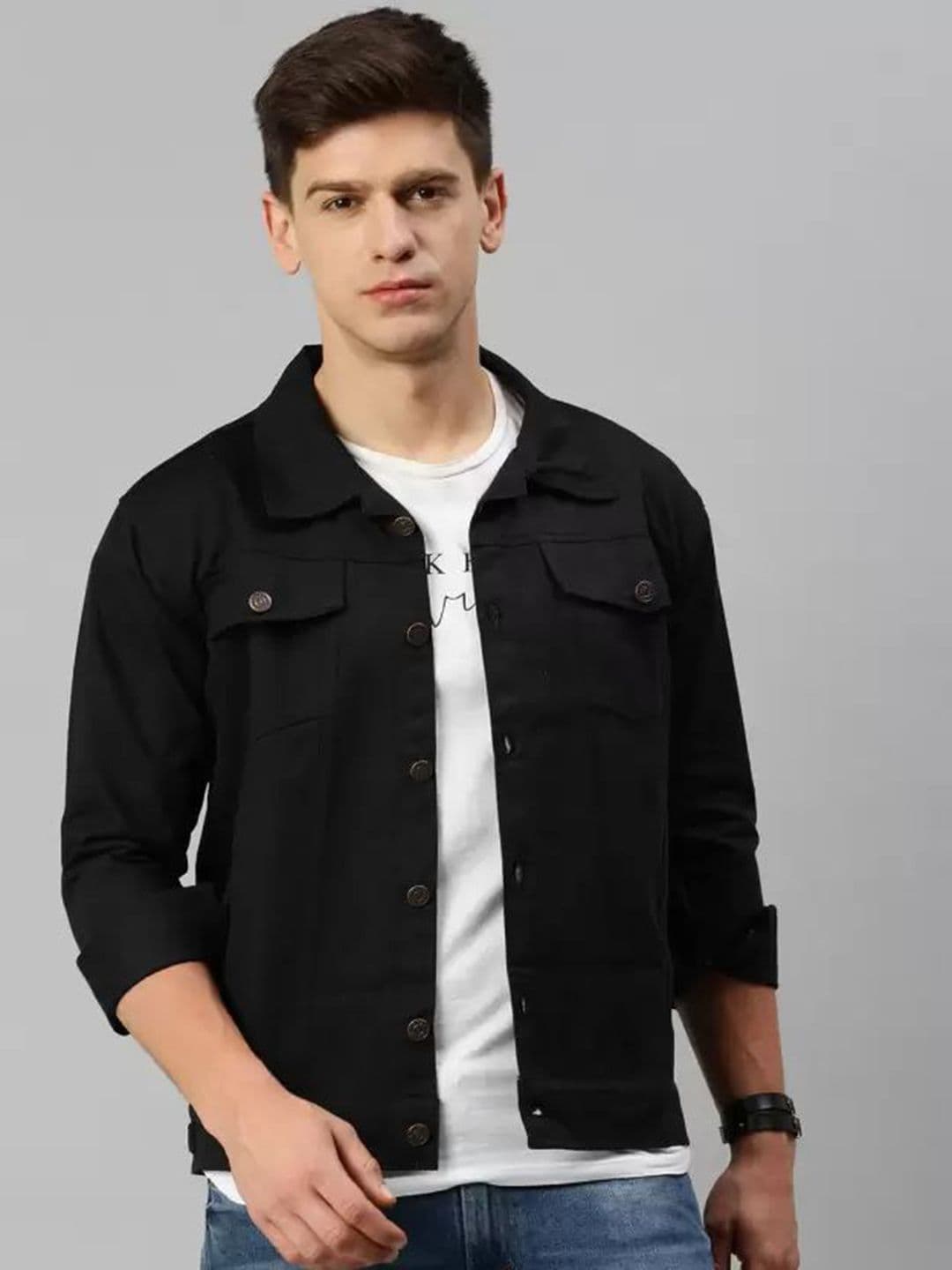 KLIZEN Men Typography Printed Denim Cotton Jacket - view 1