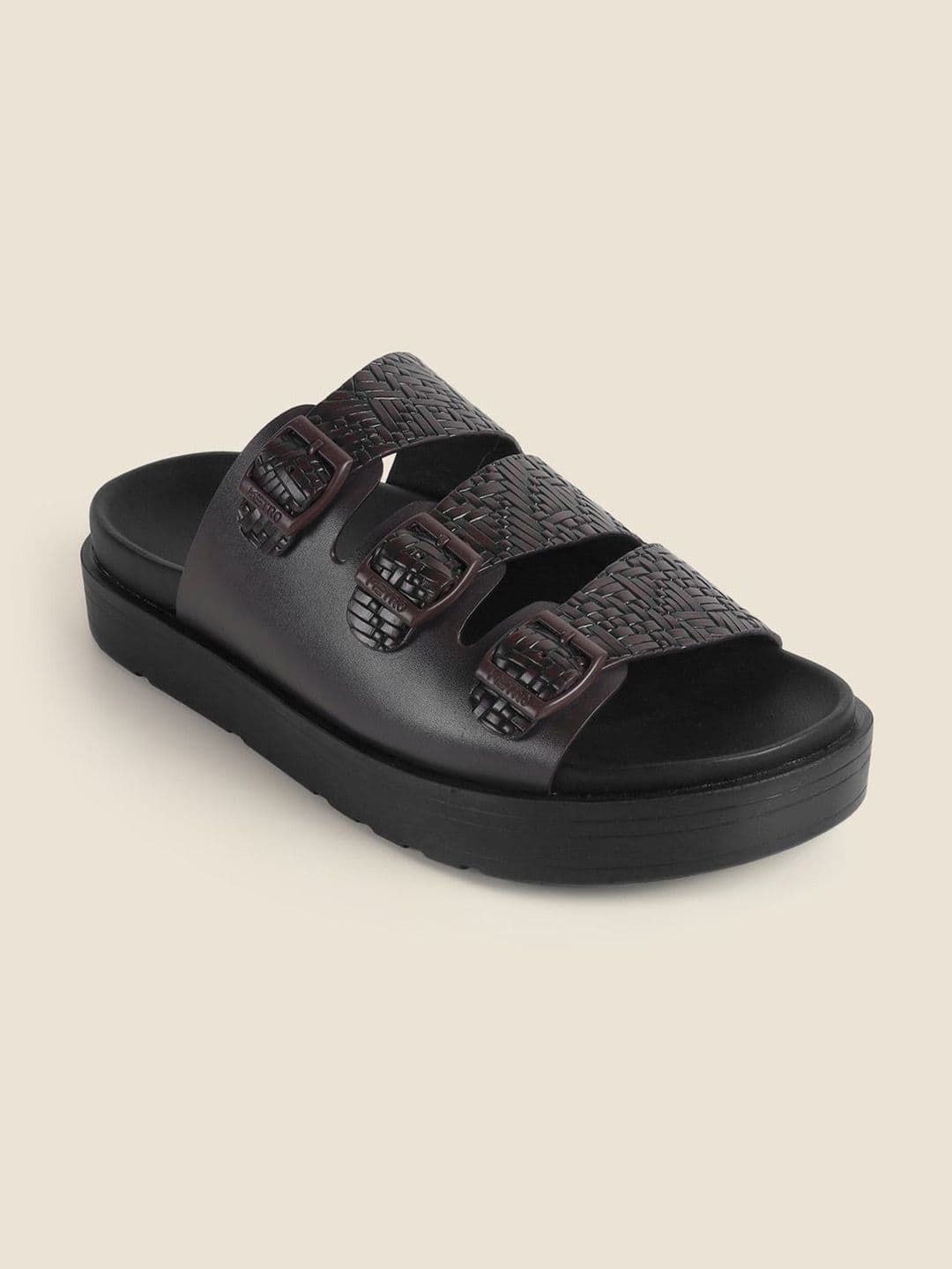 Metro Men Leather Buckle Comfort Sandals - view 1