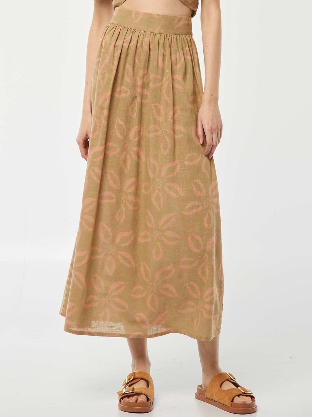 KIABI Printed Pure Cotton Flared Maxi Skirt - view 1