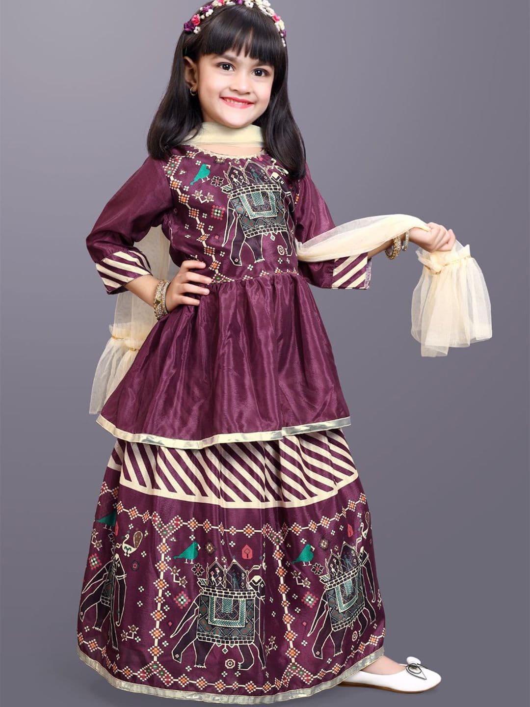 satyamfab Girls Printed Gotta Patti Ready to Wear Lehenga & Choli With Dupatta - view 1