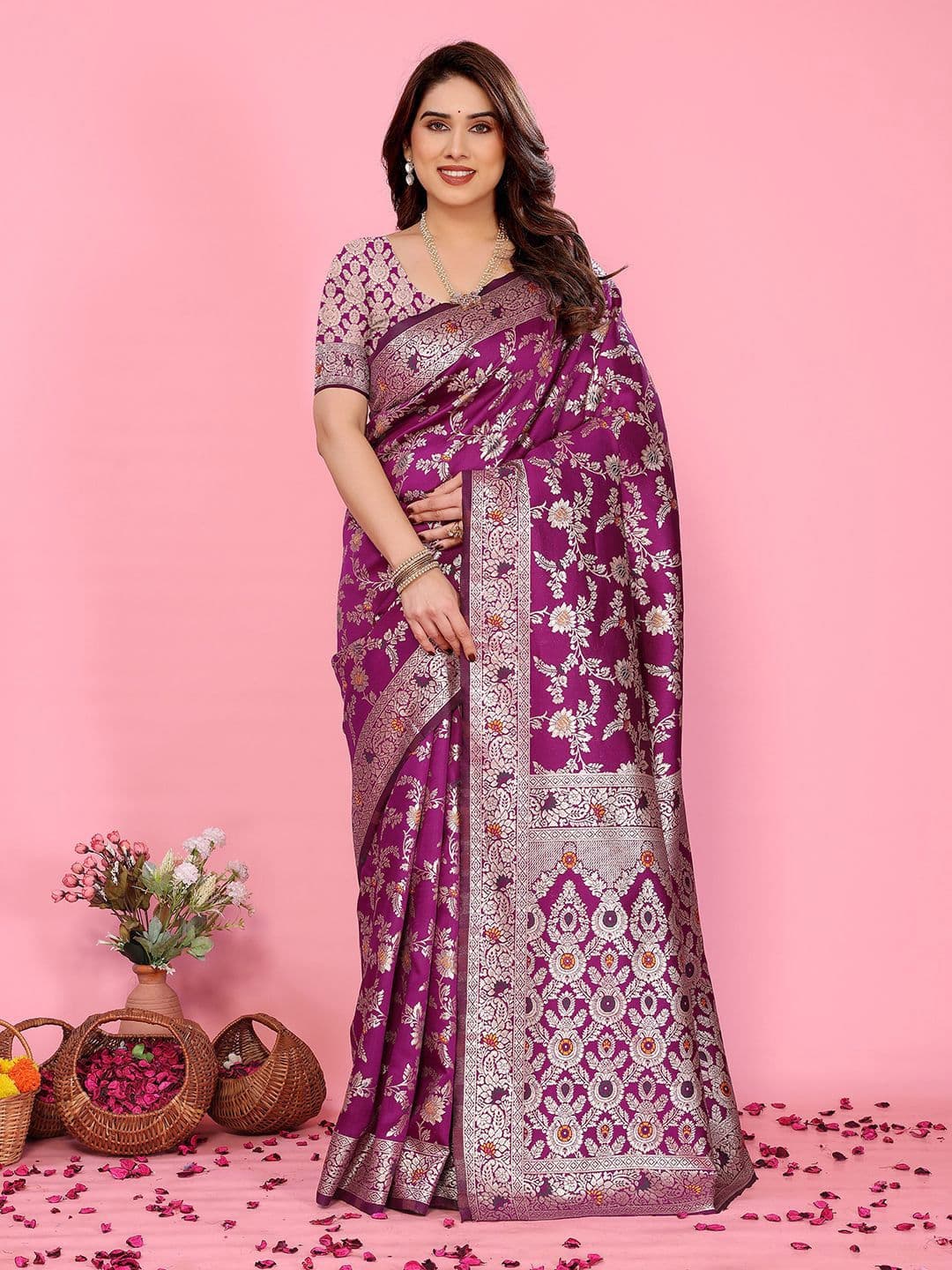 HERE&NOW Ethnic Motifs Zari Saree - view 1