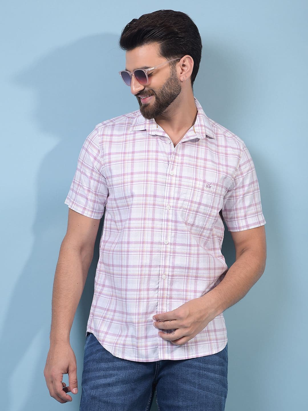 Crimsoune Club Men Classic Slim Fit Tartan Checks Checked Casual Shirt - view 1
