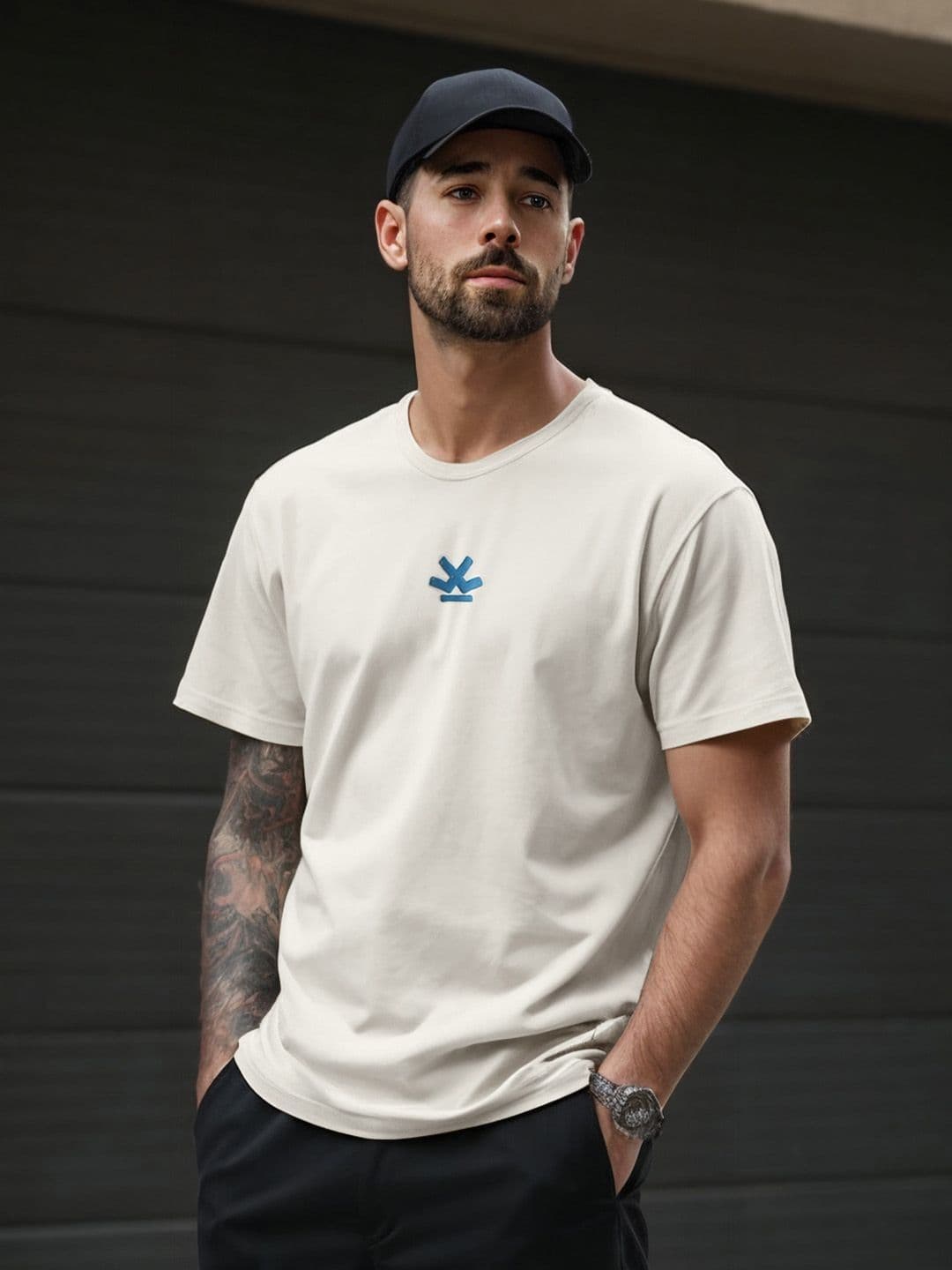 WROGN Printed Pure Cotton Short Sleeves Round Neck Oversized T-shirt - view 1