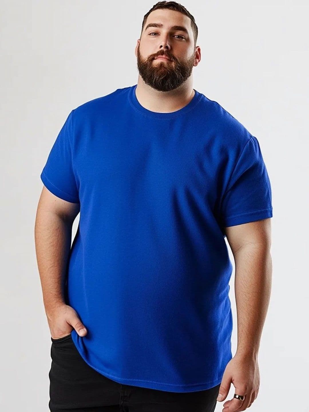 Toodle Plus Men Plus Size Solid Cotton T-Shirt - view 1