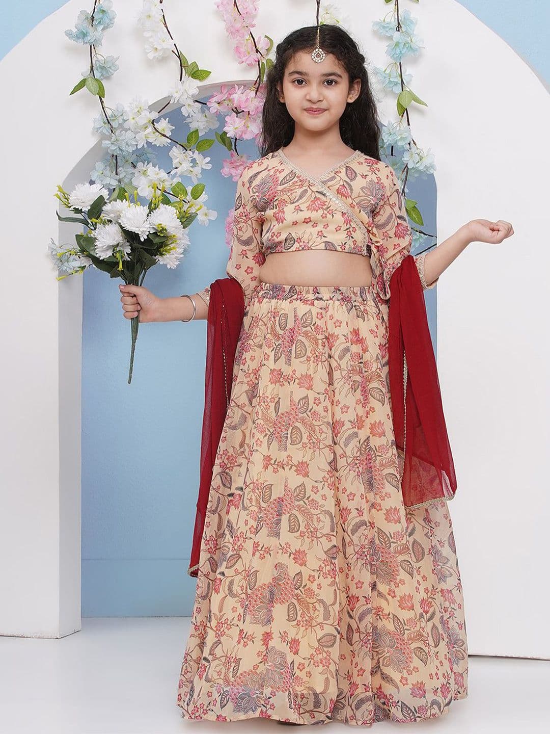 Bitiya by Bhama Girls Printed Ready to Wear Lehenga & Blouse With Dupatta - view 1