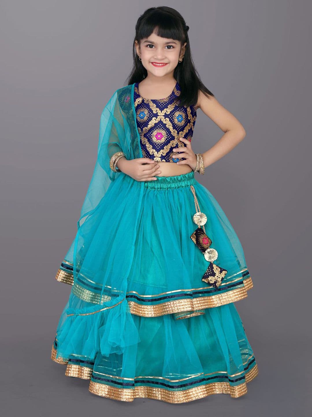 satyamfab Girls Woven Design Ready to Wear Lehenga & Blouse With Dupatta - view 1