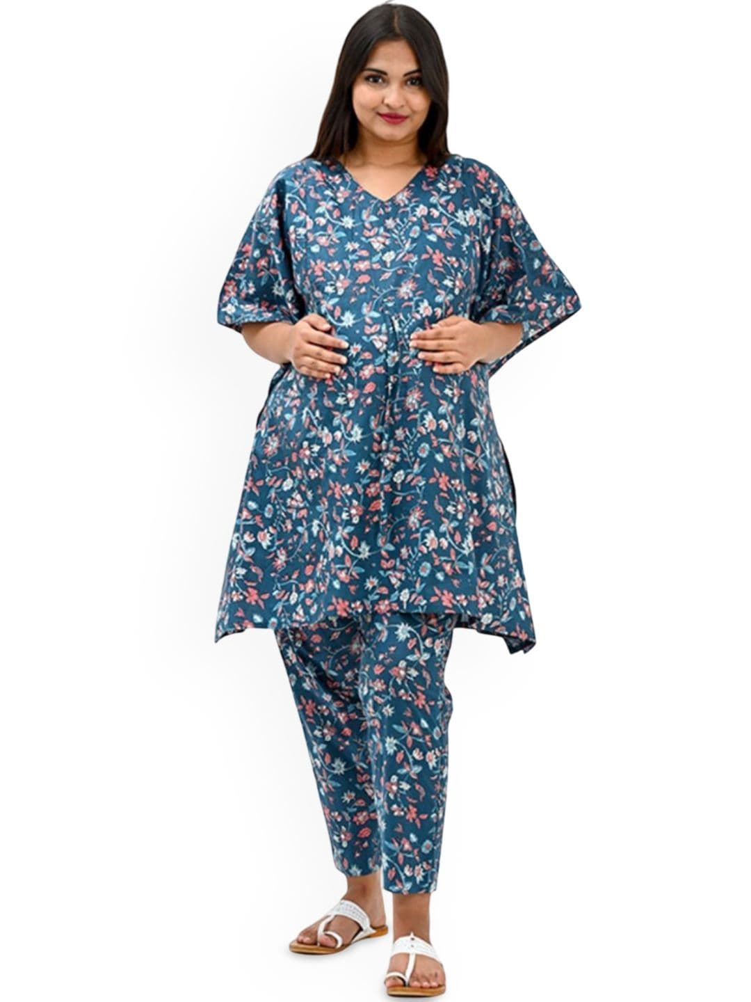 30 Looks Women Floral Printed Cotton Kurta with Trousers - view 1