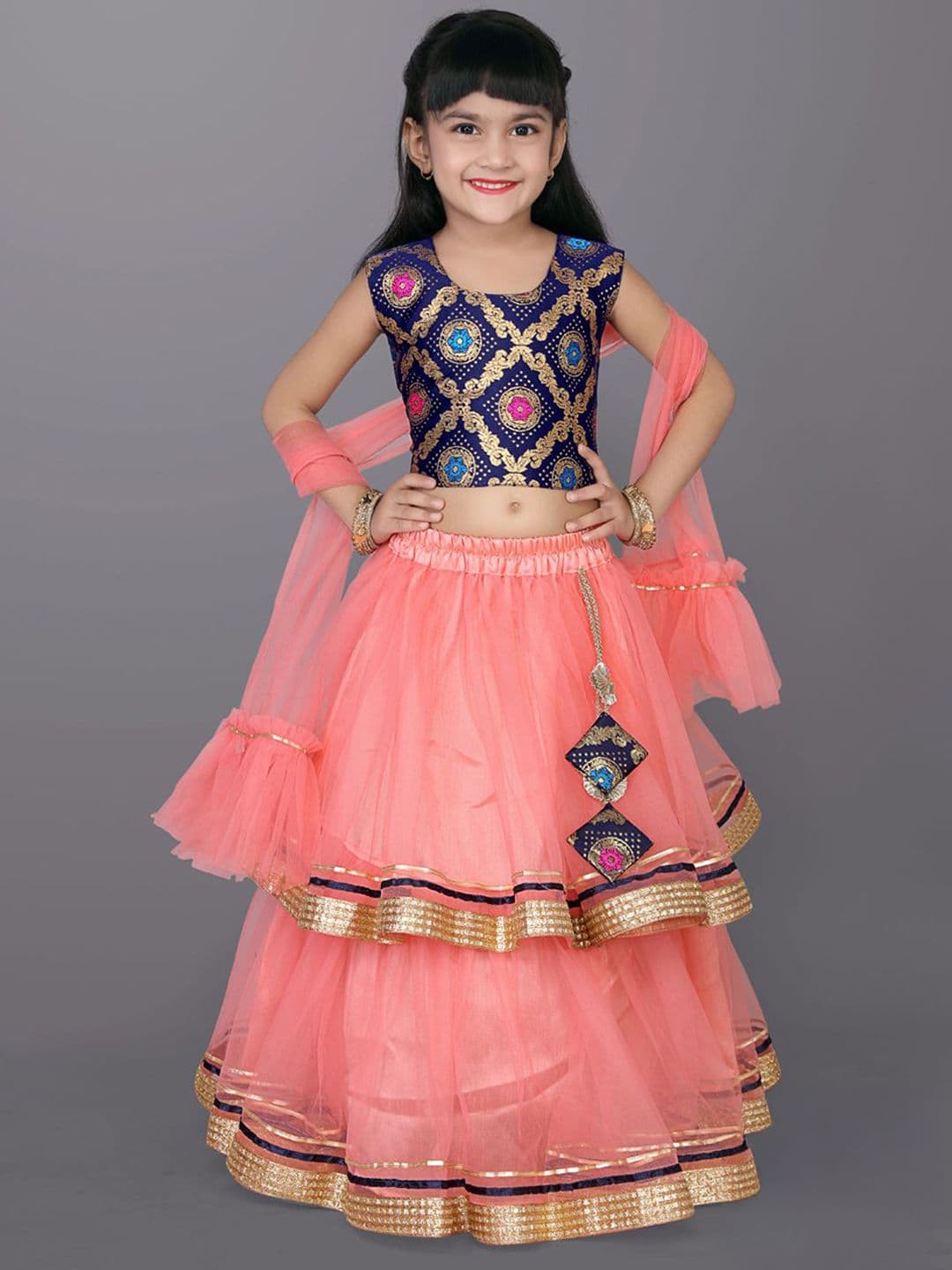 satyamfab Girls Woven Design Ready to Wear Lehenga & Blouse With Dupatta - view 1