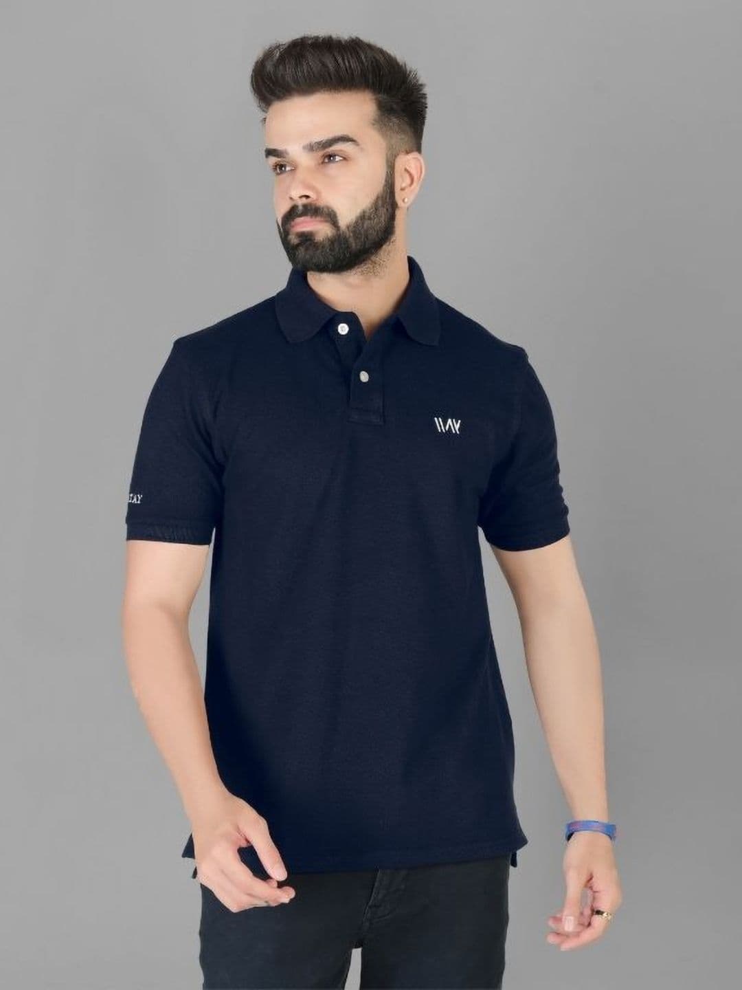 WATAY Men Brand Logo Polo Collar T-shirt - view 1