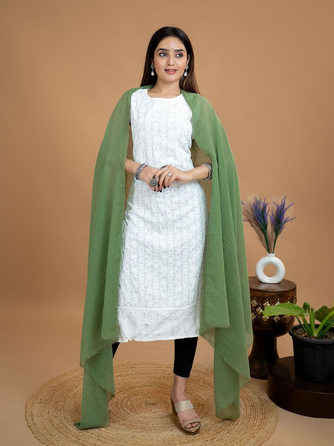 HELLA FASHIONS Cotton Dupatta With Taping Border - view 1