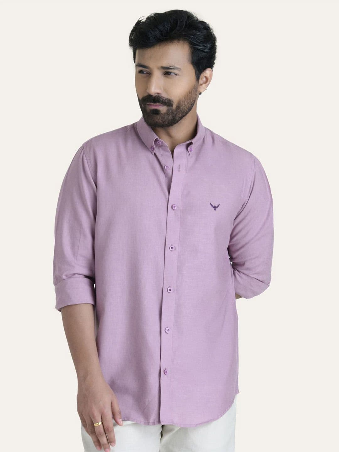 PERCH Linen Cotton Long Sleeves Slim Fit Shirt - view 1