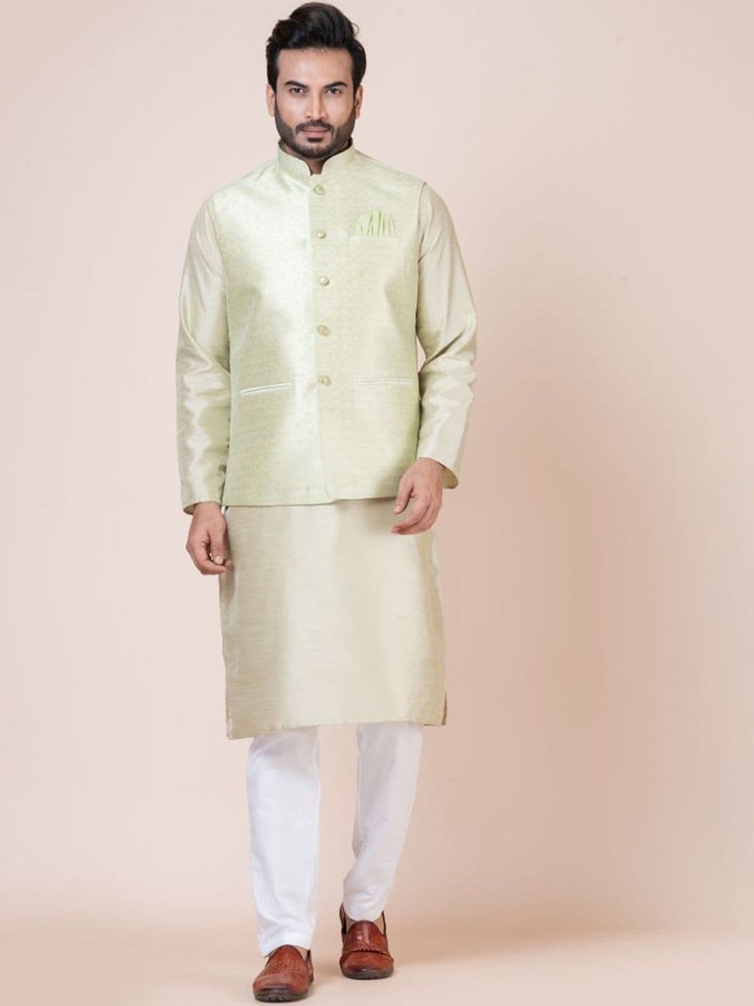 Nawaz's Kurta Mandarin Collar Nehru Jacket - view 1