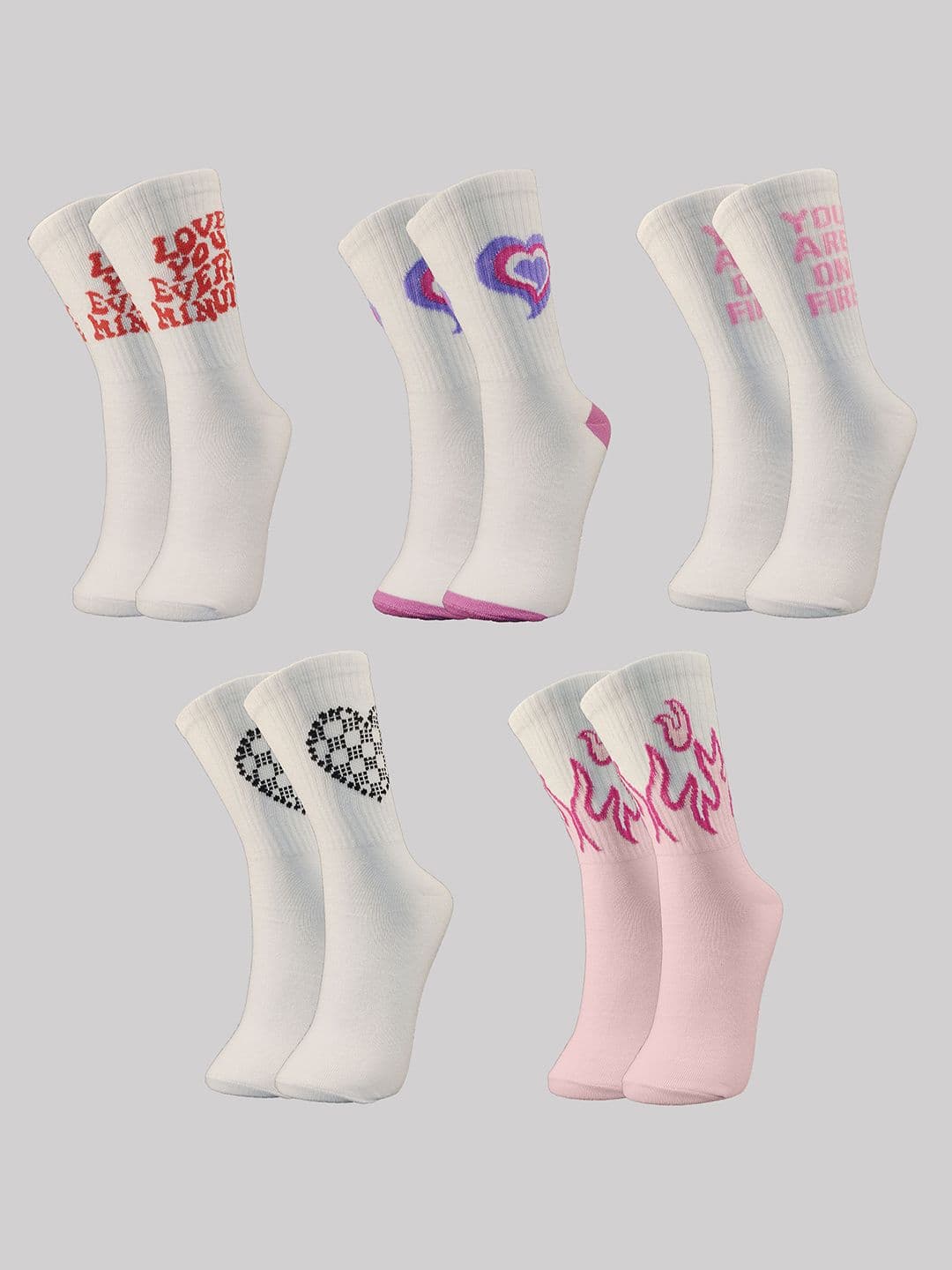 TRAZO Women Pack Of 5 Self Design Calf-Length Socks - view 1