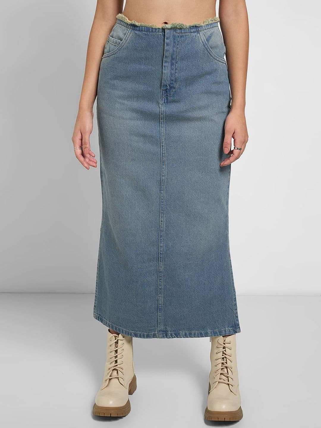 SF JEANS by Pantaloons Pure Cotton Straight Midi Skirt - view 1