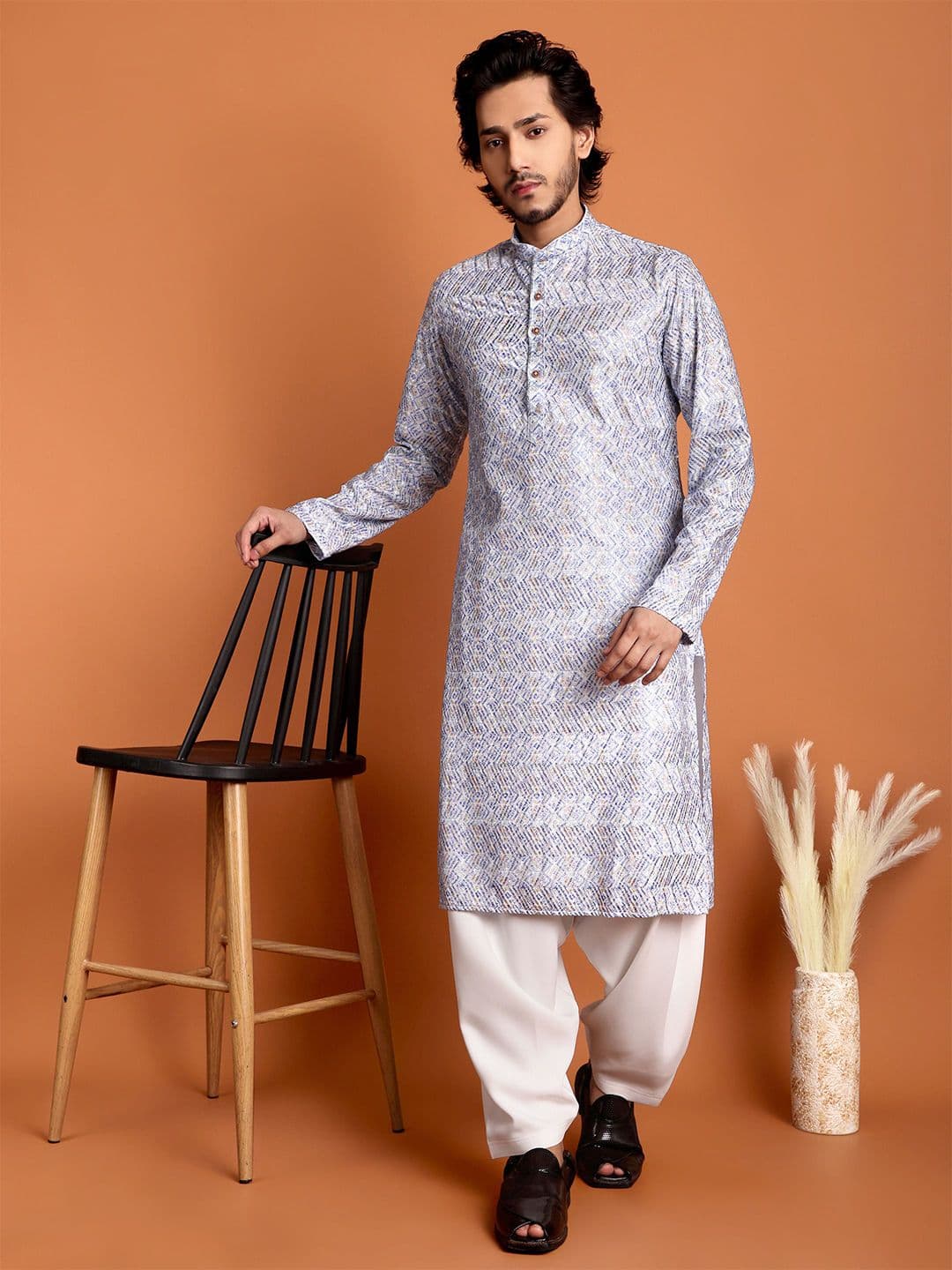 Tibra Men Geometric Printed Festive Straight Kurtas - view 1