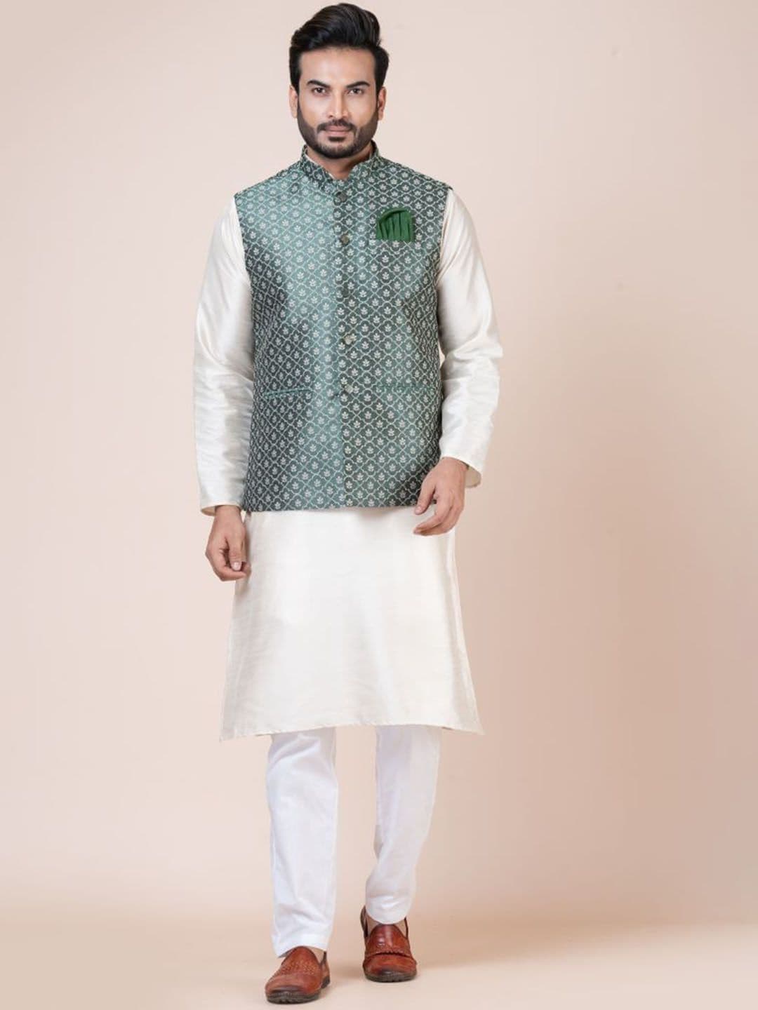 Nawaz's Kurta Mandarin Collar Nehru Jacket - view 1