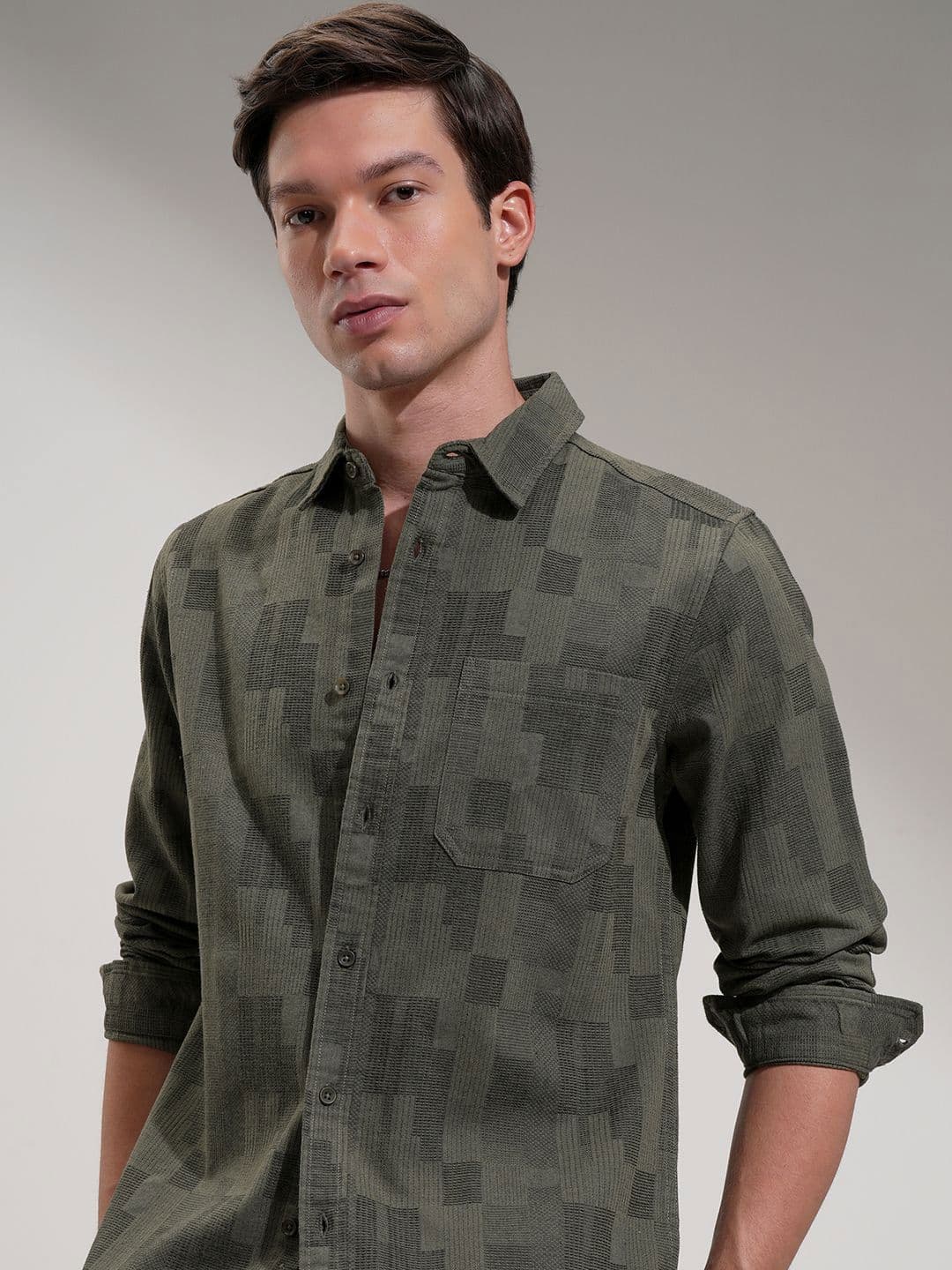 HIGHLANDER Men Comfort Slim Fit Opaque Casual Shirt - view 1