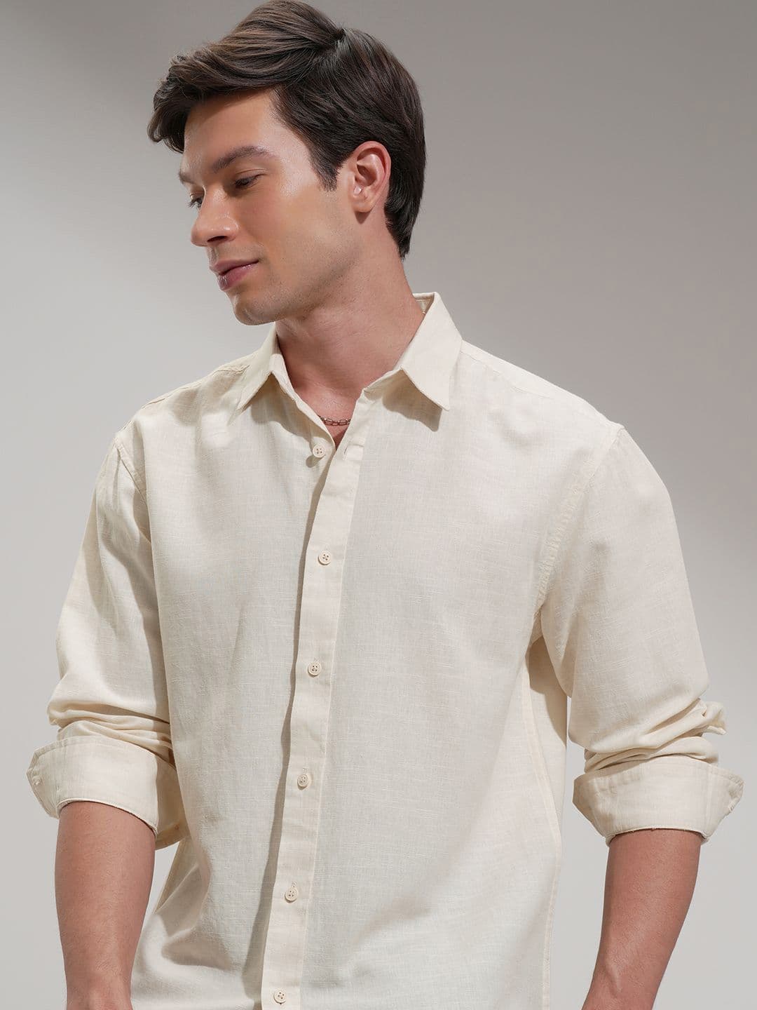 Highlander Men Cotton Linen Casual Relaxed Fit Shirt - view 1