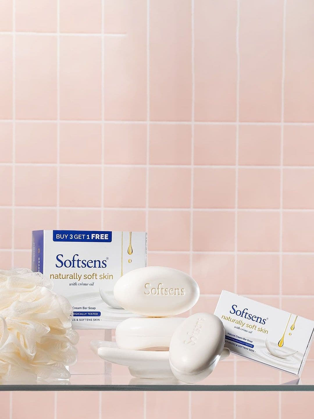 Softsens 4 Pcs Naturally Soft Skin Cream Bar Soap With Coconut Juice - 100 g Each - view 1